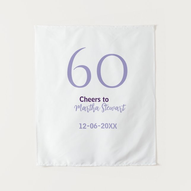 Tenture 60 & merveilleux anniversaire violet gras nom date (Devant)