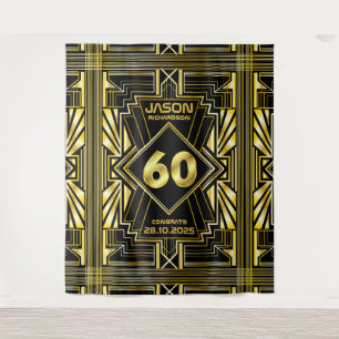 Tenture 60e anniversaire Art Déco Gold Black Great Gatsby
