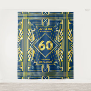 Tenture 60e Anniversaire Art Déco Or Bleu Gatsby le Magnif