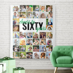 Tenture 60e anniversaire Soeurs à 60 ans 40 Photo Collage