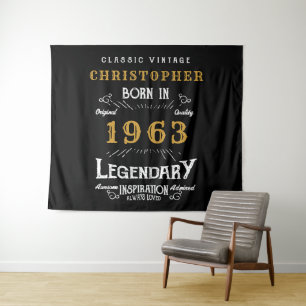 Tenture 60th Birthday 1963 Ajouter Nom Legendary Black Gol