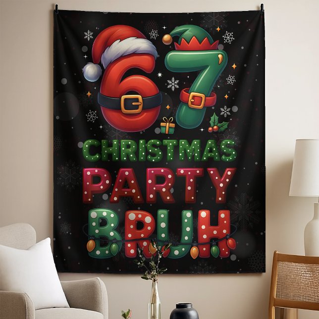Tenture 67 Meme Six Seven Bruh Drôle de Noël 6 7 (Créateur téléchargé)