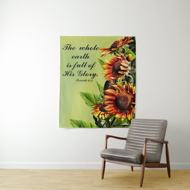 Tenture 6:3 d'Isaïe avec la photographie des tournesols (En situation)