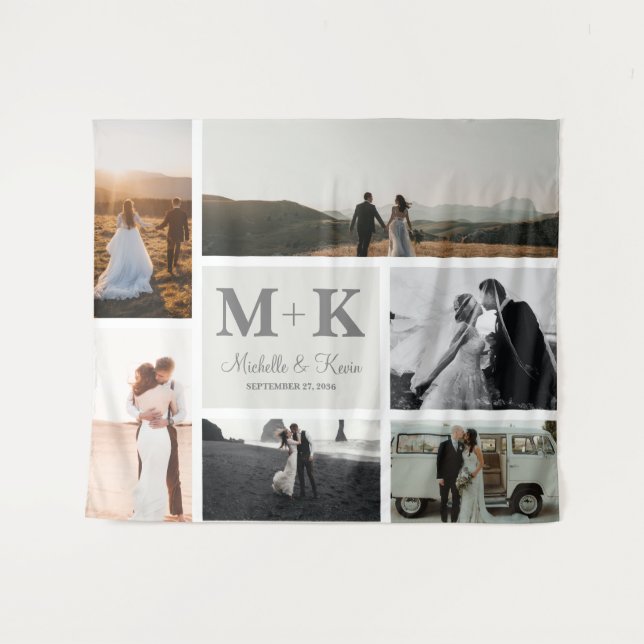 Tenture 6 Photo Mariage Collage Nouveaux mariés (Devant (Horizontal))