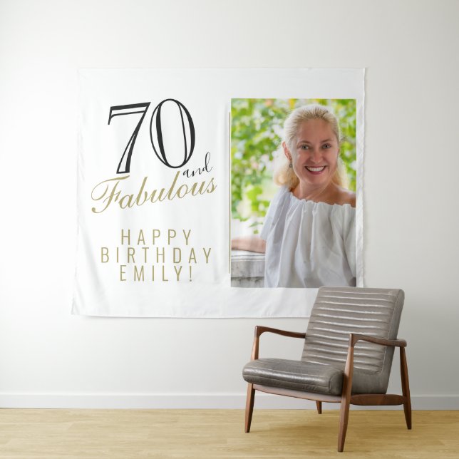 Tenture 70 ans et Fabuleux Fond pour photo d'anniversaire  (En situation (horizontale))