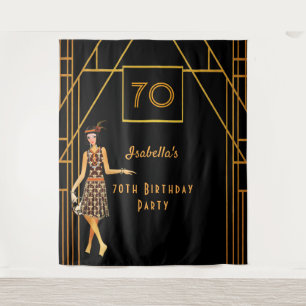 Tenture 70e anniversaire or noir 1920's art déco