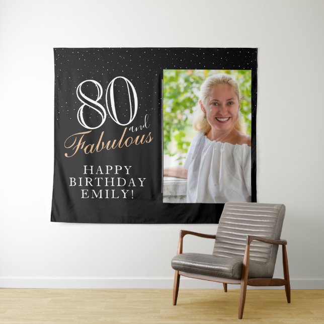 Tenture 80 ans et fabuleux Fond pour photo d'anniversaire  (En situation (horizontale))