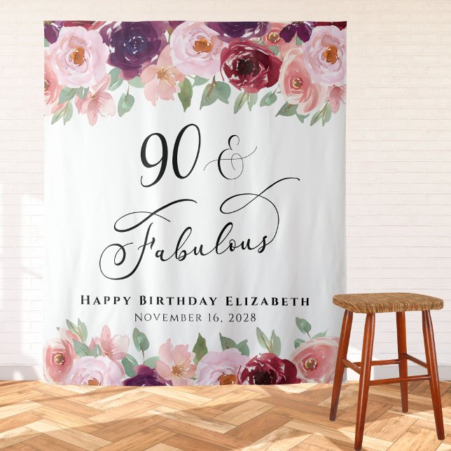 Tenture 90 Merveilleux Fête d'anniversaire Floral Aquarell (Créateur téléchargé)