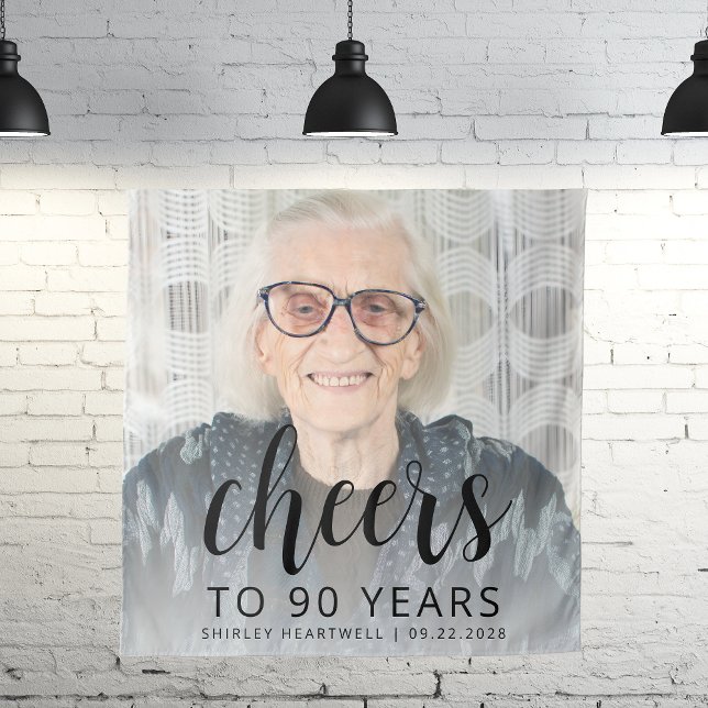 Tenture 90e anniversaire de la fête Photo Black Script Che (Créateur téléchargé)