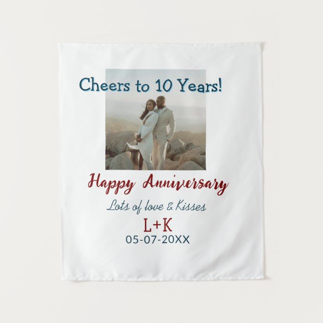 Tenture À 10 ans d'anniversaire joyeux ajoutez la photo da (Devant)