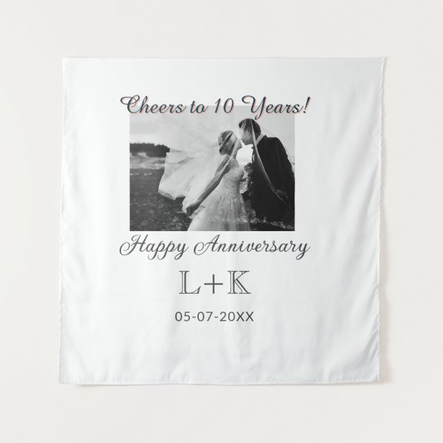 Tenture À 10 ans de mariage joyeux anniversaire ajoutez un (Devant)