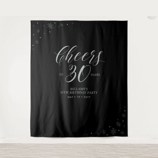 Tenture À 30 ans, tchin ! | Soirée d'anniversaire Silver & (Devant)