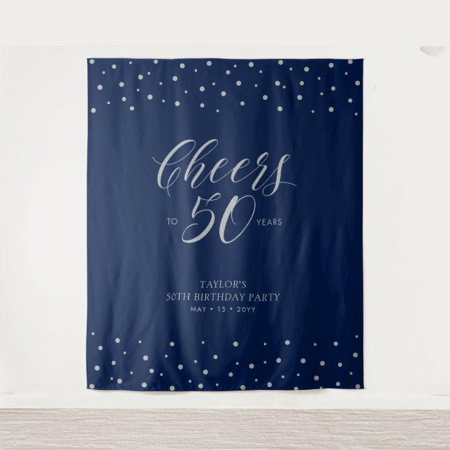 Tenture À 50 ans, santé ! | Anniversaire 50 ans Argent et  (Devant)