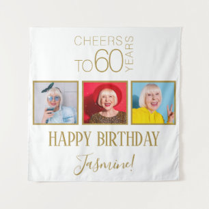 Tenture À 60 ans 3 Photos Cadre élégant en or