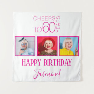 Tenture À 60 ans 3 Photos Cadre Élégant Rose