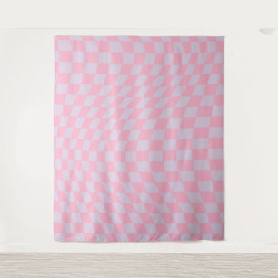 Tenture à damiers Motif Lilac Pink Check Checkerboard