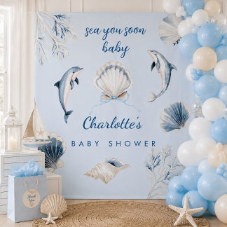 Tenture À la mer bientôt Baby Shower Toile de fond côtière