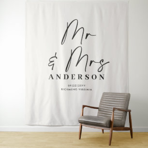 Tenture À l'amour mariage crème noir minimaliste moderne