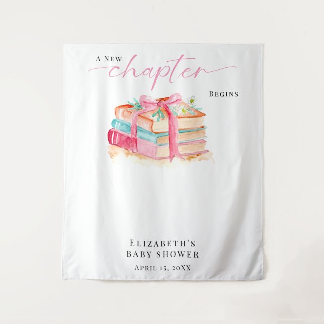 Tenture A New Chapter Begins Baby Shower Watercolor Books  (Devant)