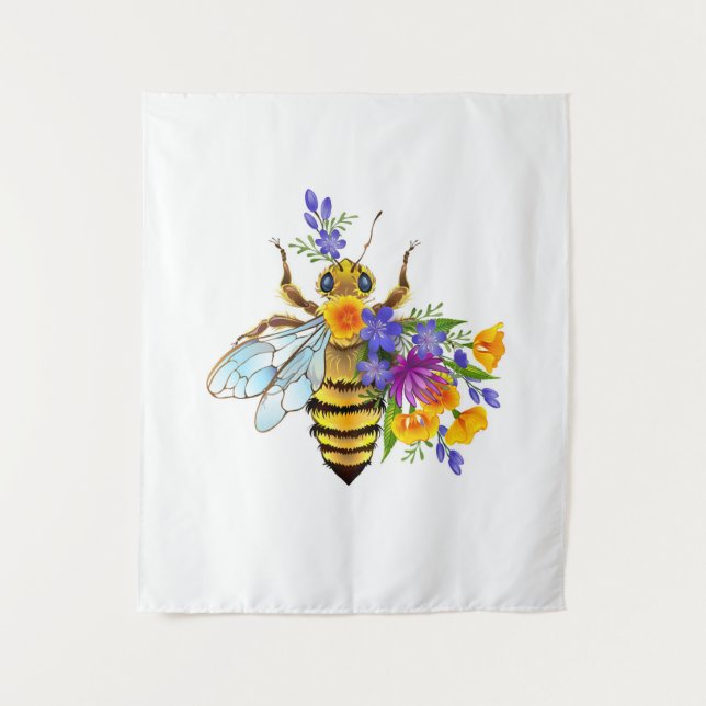 Tenture Abeille à fleurs avec plantes sauvages (Devant)