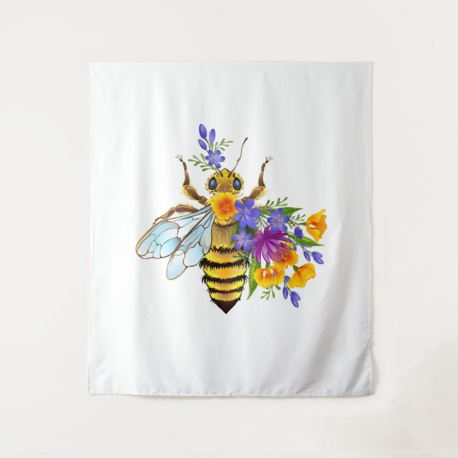 Tenture Abeille à fleurs avec plantes sauvages (Devant)