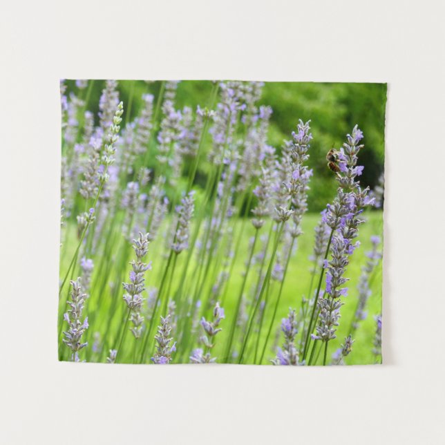 Tenture Abeille sur Lavender Summer Floral (Devant (Horizontal))