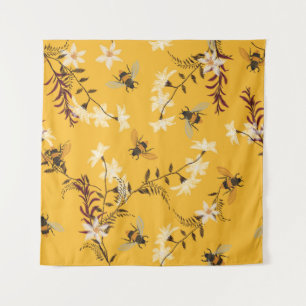 Tenture Abeille vintage et papillon : Brodé Art Floral