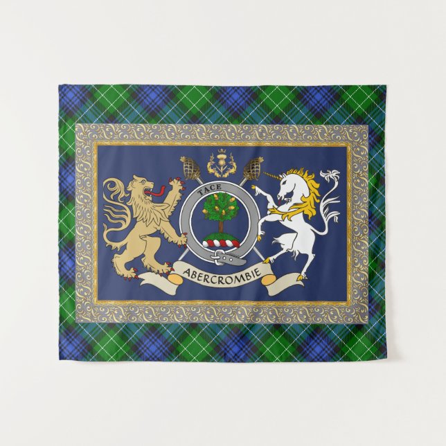 Tenture Abercrombie Clan Badge & Tartan Personalized (Devant (Horizontal))