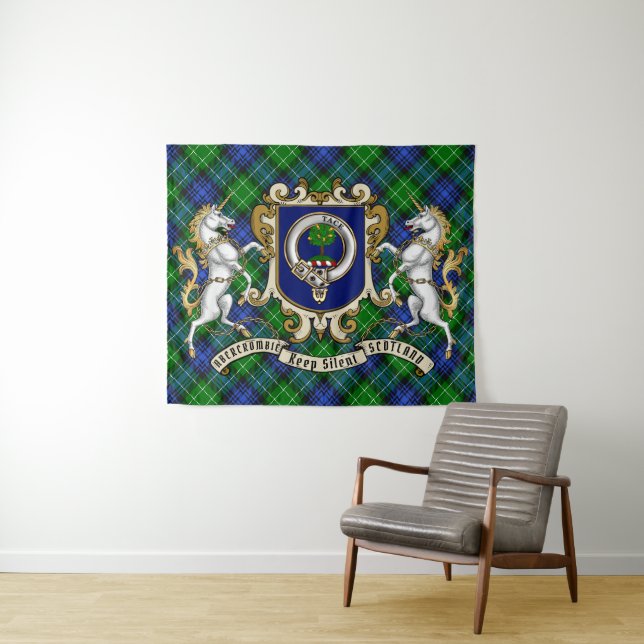 Tenture Abercrombie Clan Badge & Tartan Tapestry (En situation (horizontale))