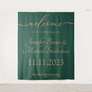 Tenture Abricot Vert Bienvenue au mariage
