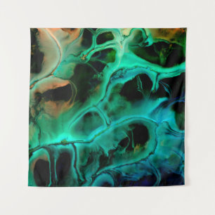 Tenture Abstract art bright neon painting in violet and pi