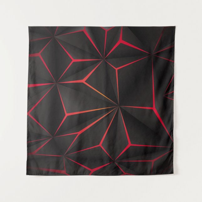 Tenture Abstract black polygon red light futuristic techno (Devant)
