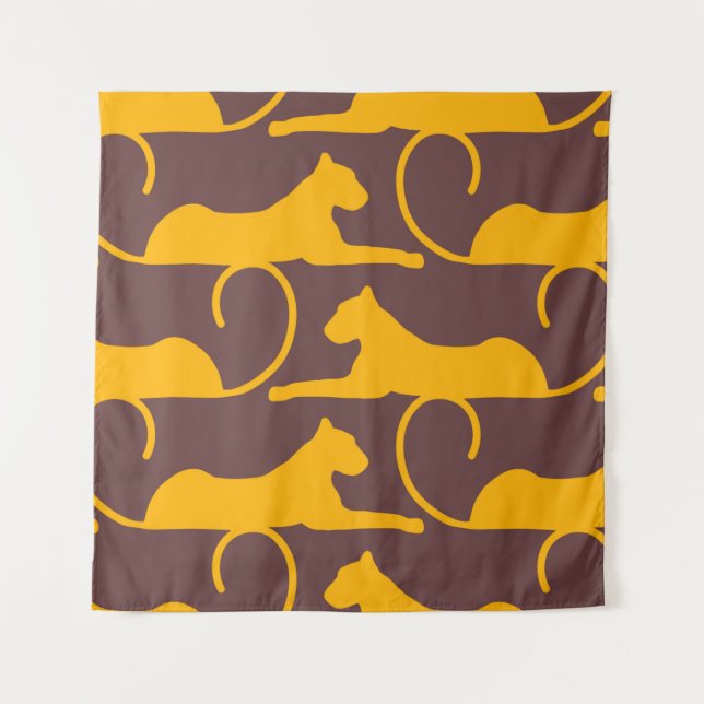 Tenture Abstract Hand Drawing Leopard Cheetah Panther Cat  (Devant)