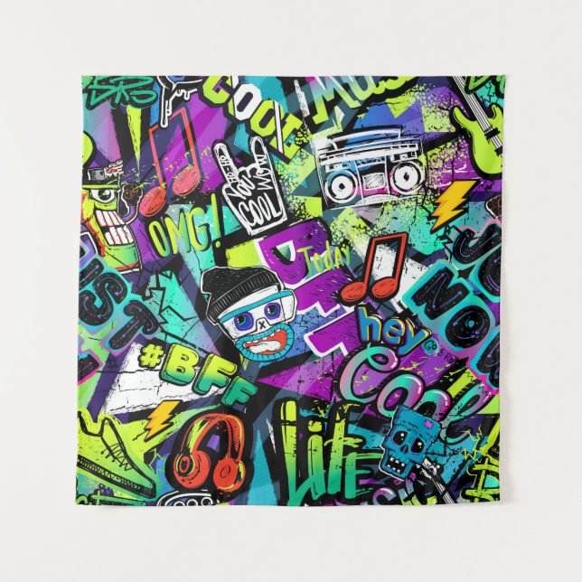 Tenture Abstract seamless cartoon pattern. Repeated with m (Devant)