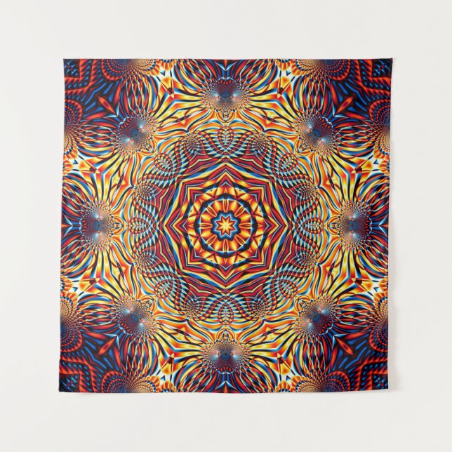 Tenture Abstract square background. Symmetric round decora (Devant)