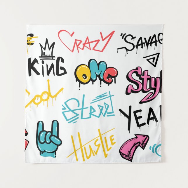 Tenture Abstract street graffiti lettering elements with g (Devant)