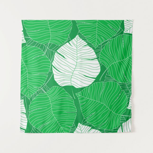 Tenture Abstract tropical leaf painting design (Devant)