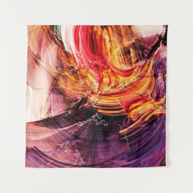 Tenture Abstrait beau violet, rouge et jaune brillant c (Devant)