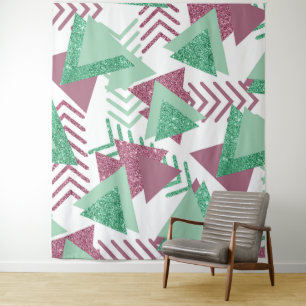 Tenture Abstrait Frais des Années 80 Motif de Formes Ros
