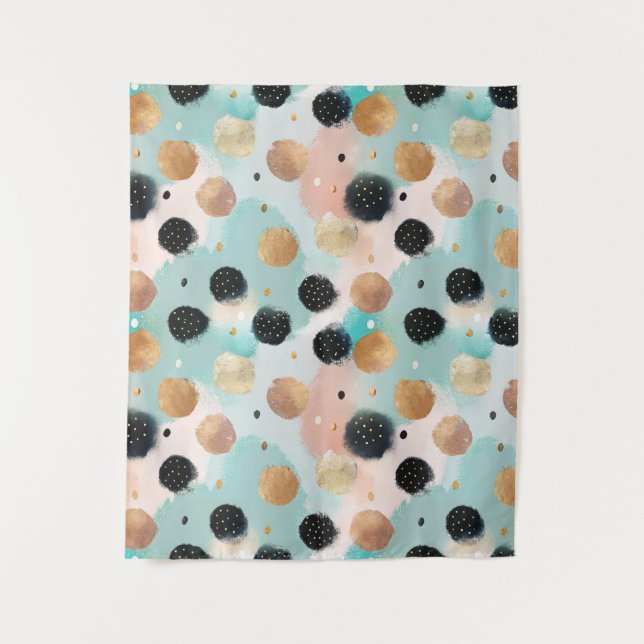 Tenture Abstrait moderne Brushstroke & Polka Dot Motif (Devant)