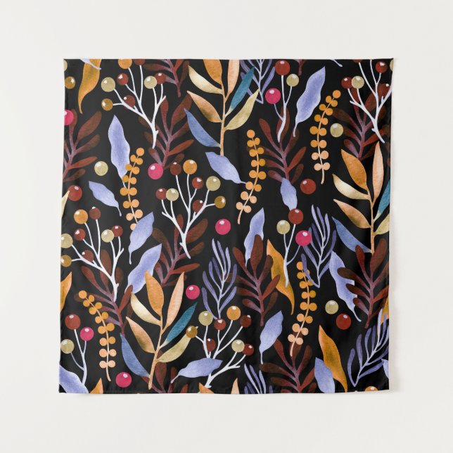 Tenture Abstrait Plantes d'aquarelle herbes Motif (Devant)