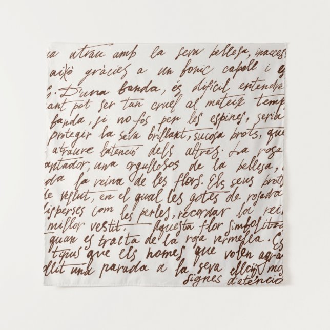 Tenture Abstrait texte manuscrit noir rétro illisible.  (Devant)