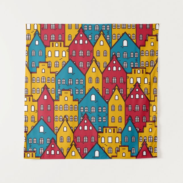 Tenture Abstrait urbain : motif urbain vintage (Devant)