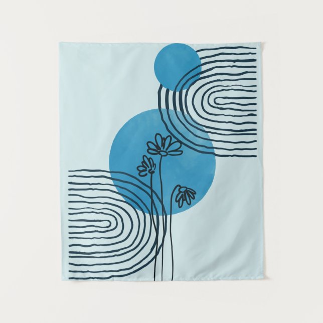 Tenture Abstraite feuille tropicale contemporaine du milie (Devant)