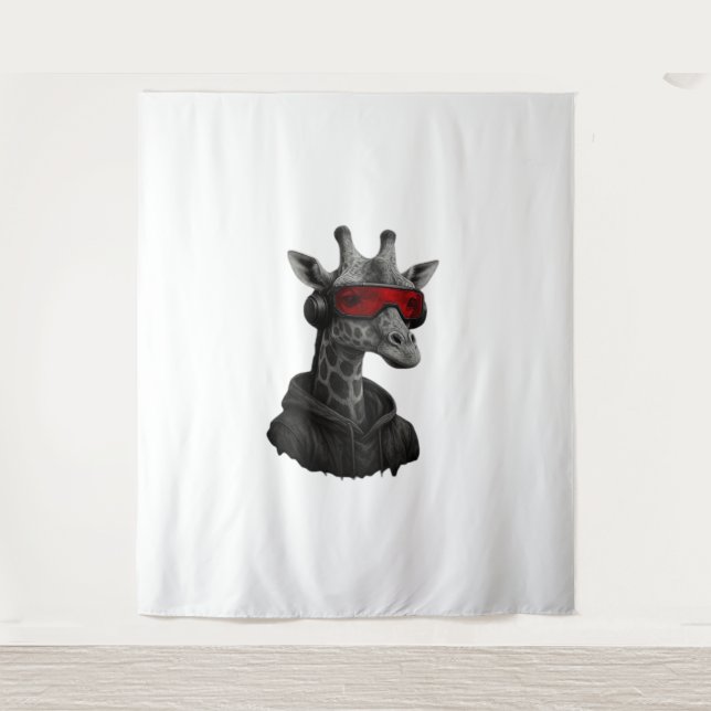 Tenture Abstraite girafe rouge et noire T-shirt classique (Devant)