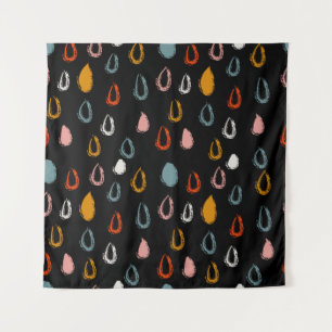 Tenture Abstraite goutte de pluie boho, doodle tribal.