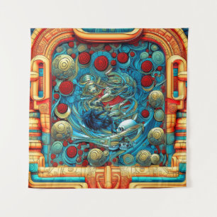 Tenture Abstraite Prêtre Rose Witchy Colorful AI Art