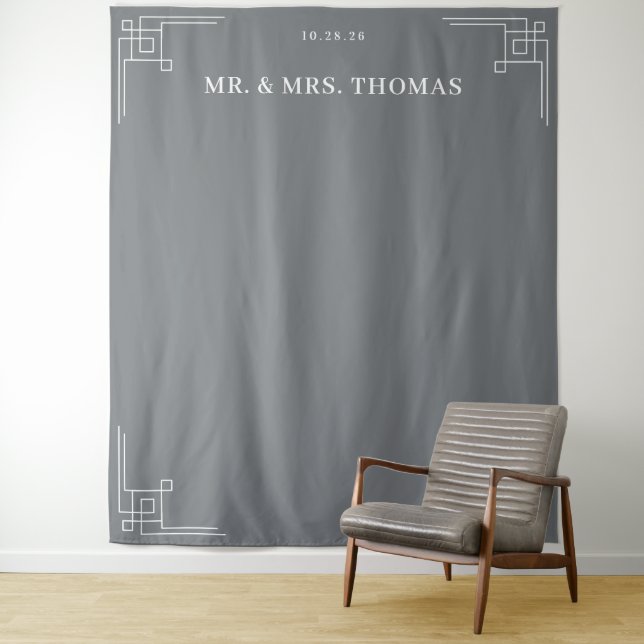 Tenture Accents Géométriques Gris Sophistiqués (En situation)