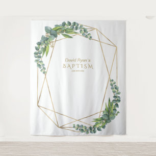 Tenture Accessoire de baptême à cadre doré avec floraison