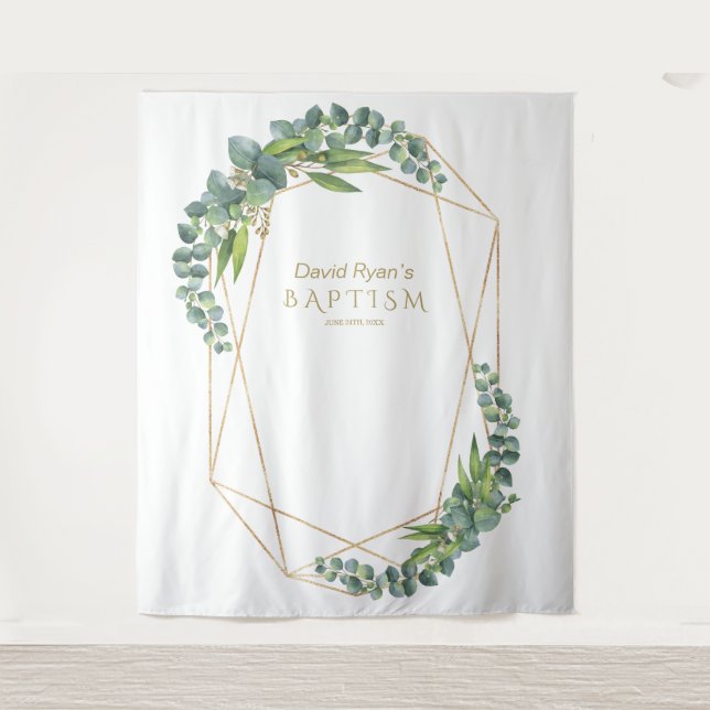 Tenture Accessoire de baptême en luxe eucalyptus doré (Devant)